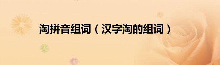 淘拼音组词(汉字淘的组词)