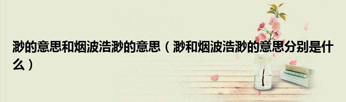 渺的意思和烟波浩渺的意思(渺和烟波浩渺的意思分别是什么)
