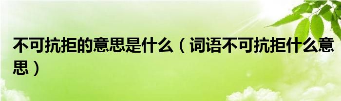 不可抗拒的意思是什么(词语不可抗拒什么意思)
