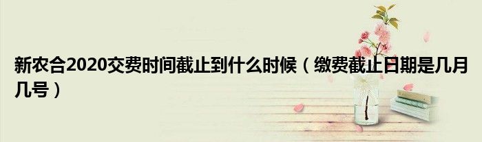 新农合2020交费时间截止到什么时候(缴费截止日期是几月几号)