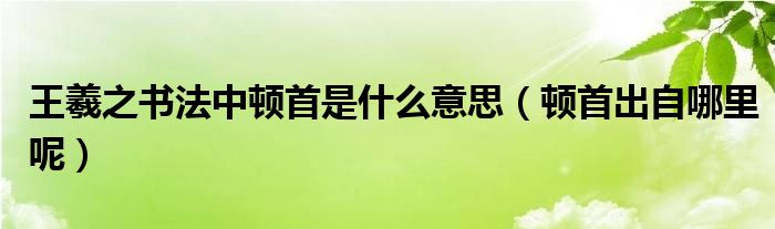 王羲之书法中顿首是什么意思(顿首出自哪里呢)