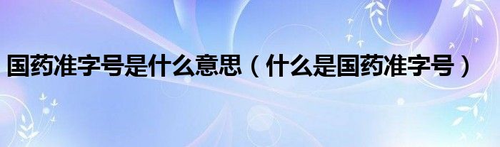 国药准字号是什么意思(什么是国药准字号)