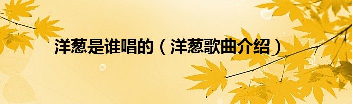 洋葱是谁唱的（洋葱歌曲介绍）