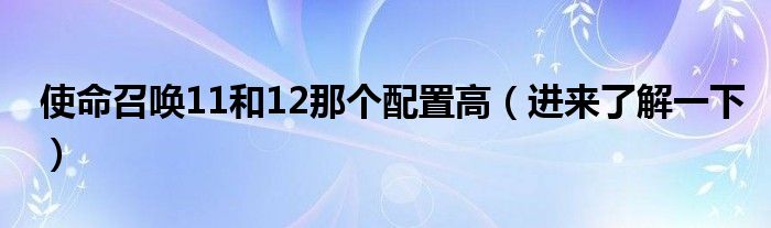 使命召唤11和12那个配置高(进来了解一下)