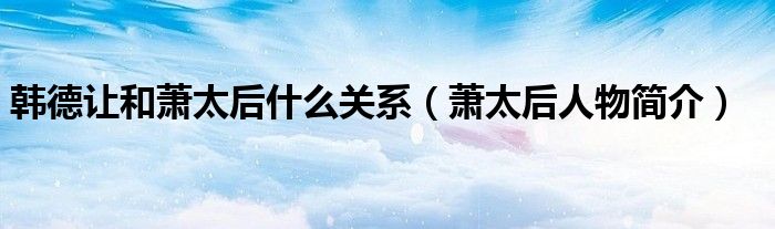 韩德让和萧太后什么关系(萧太后人物简介)
