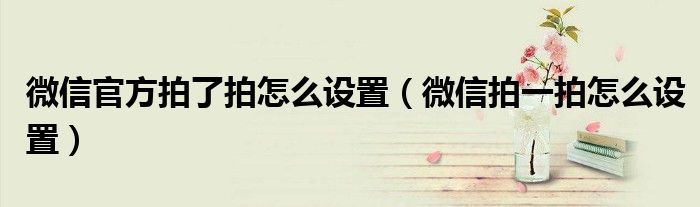 微信官方拍了拍怎么设置(微信拍一拍怎么设置)