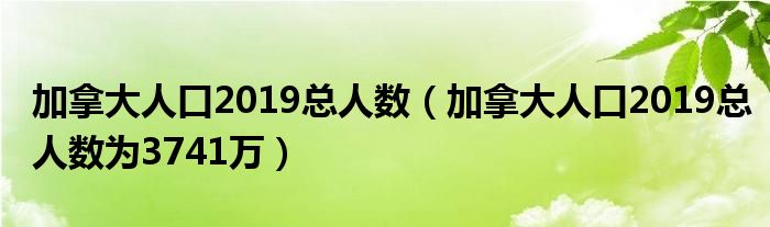 加拿大人口2019总人数(加拿大人口2019总人数为3741万)