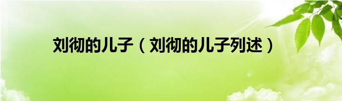 刘彻的儿子(刘彻的儿子列述)