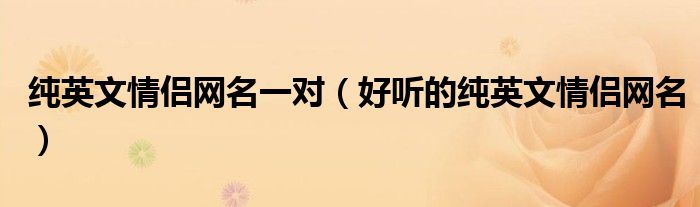 纯英文情侣网名一对(好听的纯英文情侣网名)