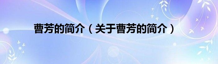 曹芳的简介(关于曹芳的简介)