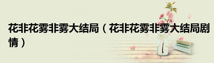 花非花雾非雾大结局(花非花雾非雾大结局剧情)
