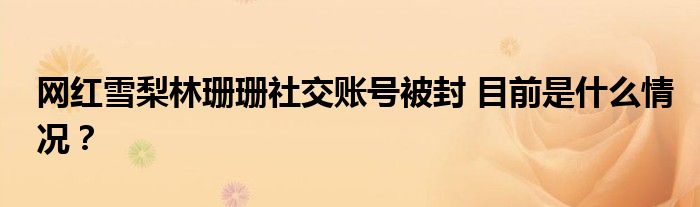 网红雪梨林珊珊社交账号被封 目前是什么情况?