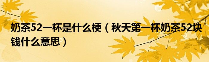 奶茶52一杯是什么梗(秋天第一杯奶茶52块钱什么意思)