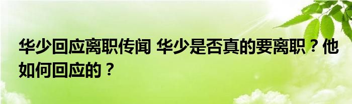 华少回应离职传闻 华少是否真的要离职？他如何回应的？