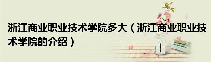 浙江商业职业技术学院多大(浙江商业职业技术学院的介绍)