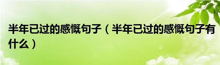 半年已过的感慨句子(半年已过的感慨句子有什么)