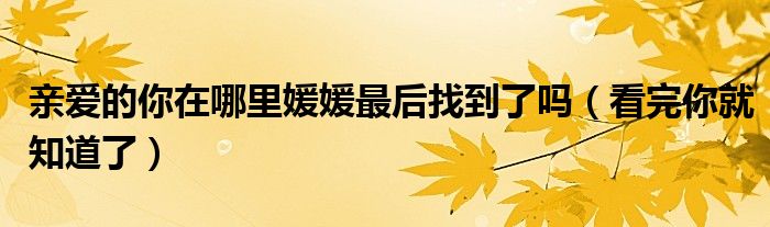 亲爱的你在哪里媛媛最后找到了吗(看完你就知道了)