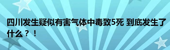 四川发生疑似有害气体中毒致5死 到底发生了什么?!