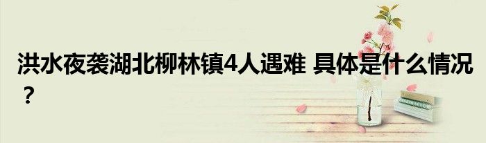洪水夜袭湖北柳林镇4人遇难 具体是什么情况?