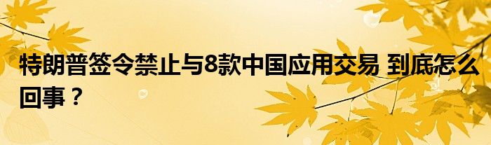 特朗普签令禁止与8款中国应用交易 到底怎么回事?