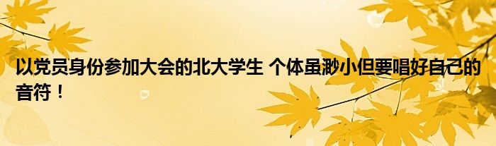 以党员身份参加大会的北大学生 个体虽渺小但要唱好自己的音符!