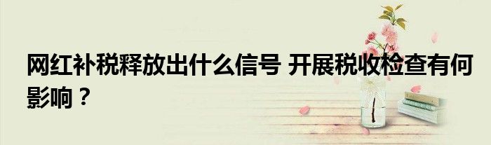 网红补税释放出什么信号 开展税收检查有何影响?
