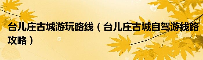 台儿庄古城游玩路线（台儿庄古城自驾游线路攻略）