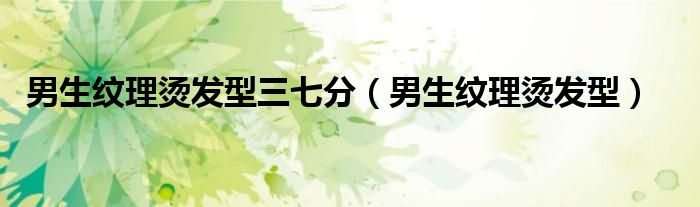 男生纹理烫发型三七分(男生纹理烫发型)