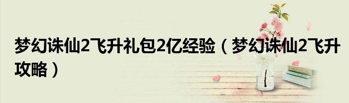 梦幻诛仙2飞升礼包2亿经验(梦幻诛仙2飞升攻略)