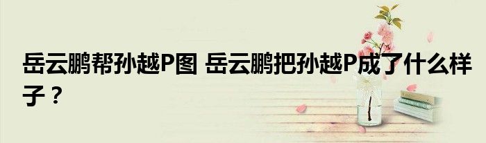 岳云鹏帮孙越P图 岳云鹏把孙越P成了什么样子？