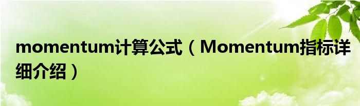 momentum计算公式(Momentum指标详细介绍)