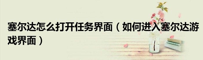 塞尔达怎么打开任务界面（如何进入塞尔达游戏界面）