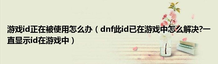 游戏id正在被使用怎么办(dnf此id已在游戏中怎么解决?一直显示id在游戏中)