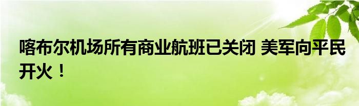 喀布尔机场所有商业航班已关闭 美军向平民开火!