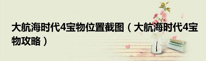 大航海时代4宝物位置截图(大航海时代4宝物攻略)
