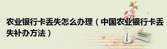 农业银行卡丢失怎么办理(中国农业银行卡丢失补办方法)
