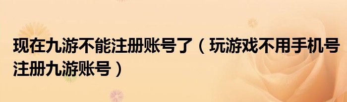 现在九游不能注册账号了(玩游戏不用手机号注册九游账号)