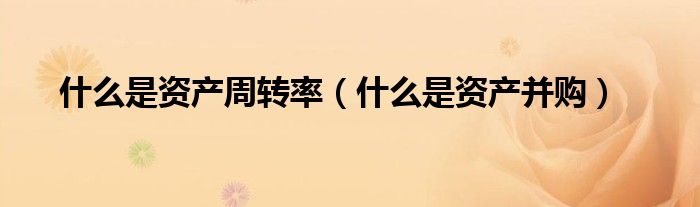 什么是资产周转率(什么是资产并购)