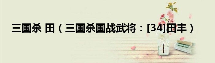 三国杀 田（三国杀国战武将：[34]田丰）