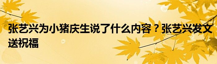 张艺兴为小猪庆生说了什么内容?张艺兴发文送祝福