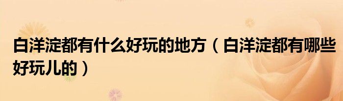 白洋淀都有什么好玩的地方(白洋淀都有哪些好玩儿的)