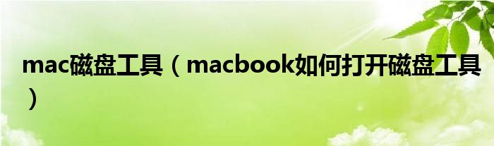 mac磁盘工具（macbook如何打开磁盘工具）