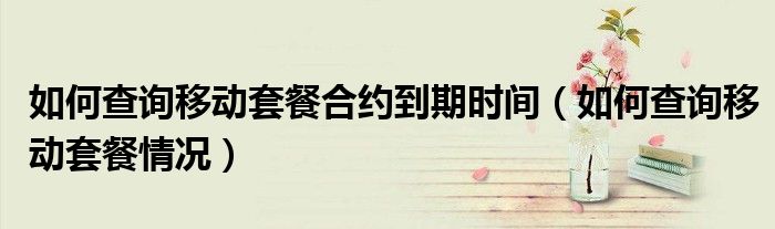 如何查询移动套餐合约到期时间(如何查询移动套餐情况)