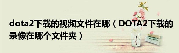 dota2下载的视频文件在哪（DOTA2下载的录像在哪个文件夹）