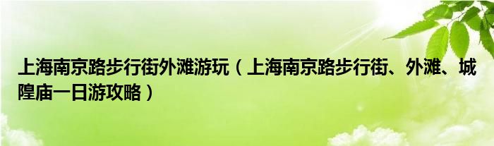 上海南京路步行街外滩游玩(上海南京路步行街、外滩、城隍庙一日游攻略)