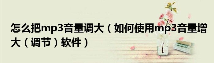 怎么把mp3音量调大(如何使用mp3音量增大(调节)软件)