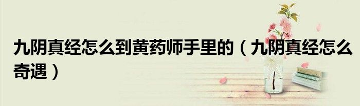九阴真经怎么到黄药师手里的(九阴真经怎么奇遇)