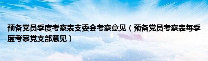 预备党员季度考察表支委会考察意见（预备党员考察表每季度考察党支部意见）