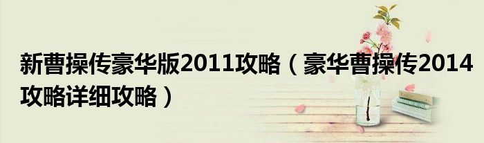 新曹操传豪华版2011攻略(豪华曹操传2014攻略详细攻略)