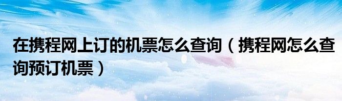 在携程网上订的机票怎么查询(携程网怎么查询预订机票)